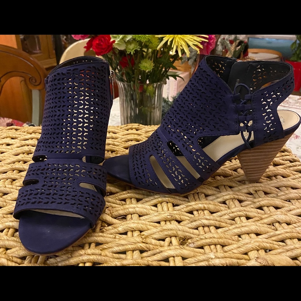 Vince Camuto Navy Suede Mesh Wedge Sandle